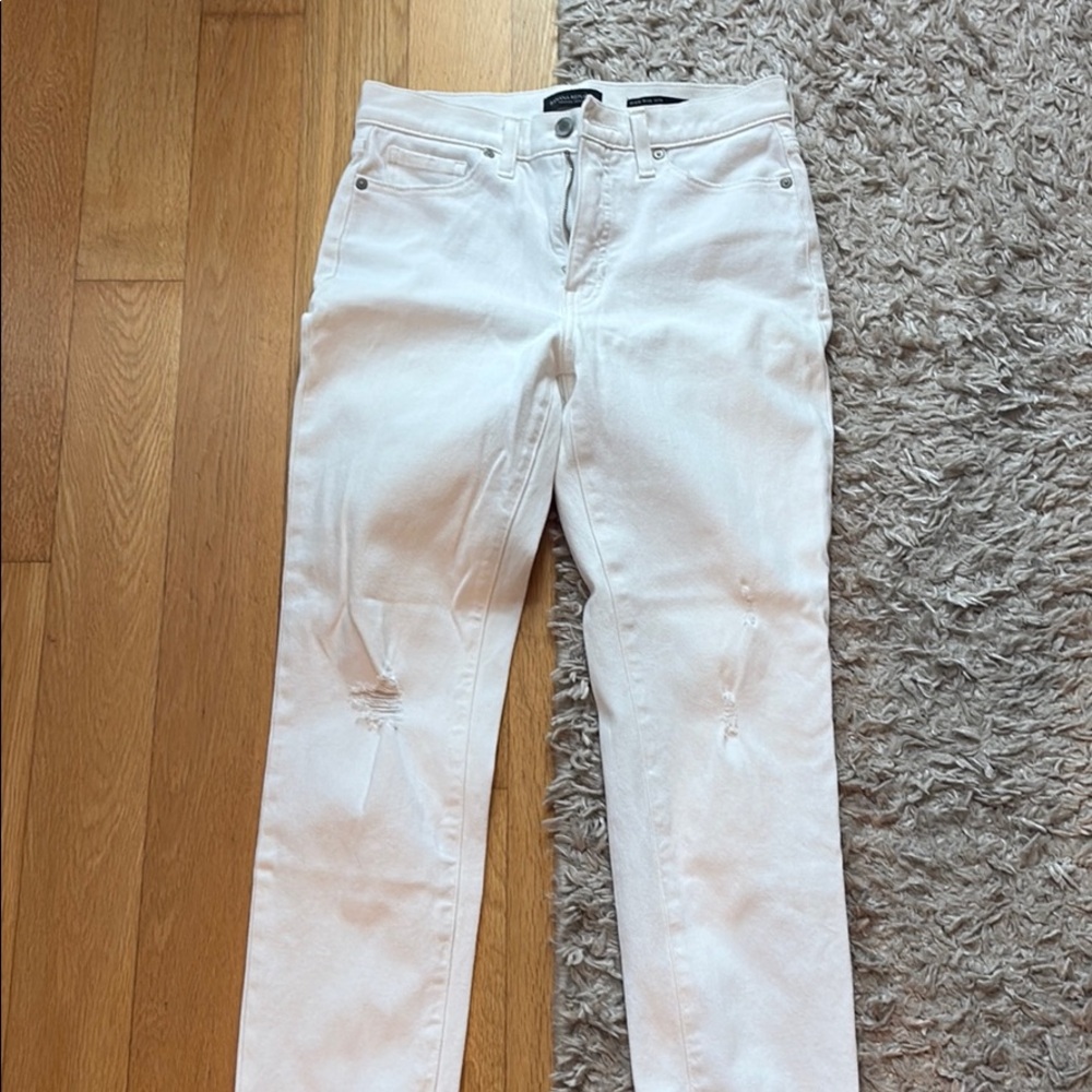 Banana Republic High Rise Slim White Jeans